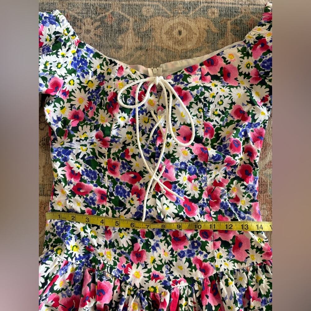 Vintage Puff Off The Shoulder Cotton Floral Dress Small Bloomcore Boho - Picture 11 of 13